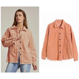 🌸🧡NWT PEACH button Up Corduroy Jacket